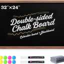 2-in-1 Double-Sided Magnetic Chalkboard 36"x24", Chalk Calendar Board & Large Blackboard for Kitchen & Home Decor, Schedule, Menu, Back-to-School Gift - Hanging Chalk Board with 2 Liquid Pens, Brown