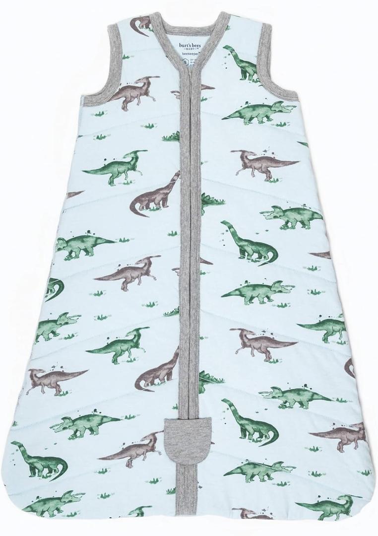Burt's Bees Baby Baby Beekeeper Wearable Blanket, 100% Organic Cotton, Swaddle Transition Sleeping Bag, Quilted Herbivores, Small