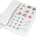 Lativu Landline Phones for Seniors-Basic Big Button Phone for Seniors-White Corded Telephone Landline Phones with 9 One-Touch Dialing, Loud Ringer & Speaker for Visually and Hearing Impaired