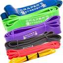 DRAPER'S STRENGTH Heavy Duty Resistance Stretch Loop Bands for Powerlifting Workout Exercise and Assisted Pull Ups (#13 6 Band Set Yellow-Blue)