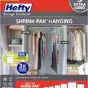 Hefty Shrink-Pak Hanging Vacuum Storage Bags  For Clothes, Pillows, Towels, Blankets & More  Space Saver Vacuum Suction Sealer for Home or Travel  3 Extra Long Hanging, 60 x 27 Inches