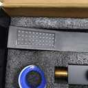 ENGA Bathroom Square Matte Black Solid Brass Hand Held Shower Head With Wall Connector and Hose System Wall Mount Handheld Showerheads Set