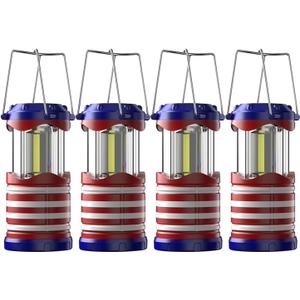 Lichamp LED Camping Lantern, 4 Pack Battery Powered Flashlight for Power Outages, Portable Collapsible Hanging Light Essential for Home, Outdoor, Emergency Lamp Survival Kit Gear for Hurricane, I4AF