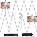8 Pcs Easel Stand for Sign 65 Inches, Portable Picture Stands for Display, Tripod Artist Easel for Painting, Floor Wedding Welcome Sign Stand, Balck Metal Painting Easel with Portable Bags