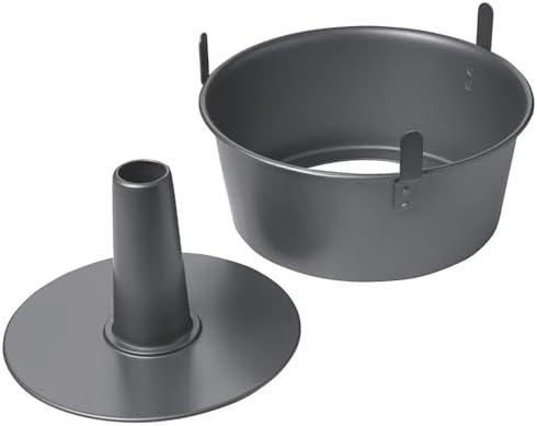 Chicago Metallic Angel Food Cake Pan with Cooling Feet, 2-Piece Nonstick Tube Pan, 9.5 Inch Carbon Steel, Perfect for Pound and Sponge Cakes