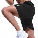 UIQUR Mens Athletic Shorts Running Shorts Quick Dry Workout Shorts 7"/ 9" Lightweight Gym Basketball Shorts Zipper Pockets (Black, M)