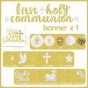 First Holy Communion Decorations, 1st Communion Decorations includes Glitter First Holy Communion Banner and My First Communion Decorations Hanging Swirls for Mi Bautizo Decoration