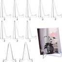 Bucherry 10 Packs Mini Easel Display Stand Acrylic Small Plastic Easel Holder Acrylic Stand for Display Place Card Holders for Home Office 3.4 x 2.5 Inch(Clear)