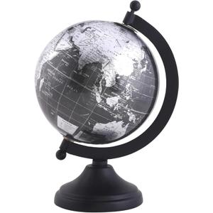 Rely+ 5" World Globe With Sturdy Metal Stand (NOT PLASTIC!) - Desktop Globes For Home Desk Table Office Decor - Book Shelf Decor Globe - 5 Inch - Metallic Black