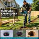 Auger Post Hole Digger,Post Hole Auger,Electric Earth Auger,Includes 2 Drill bit.Two Batteries and Dual-Port Fast Charger,Forward/Reverse Function,for Post Hole Digging,Drilling,Tree Planting