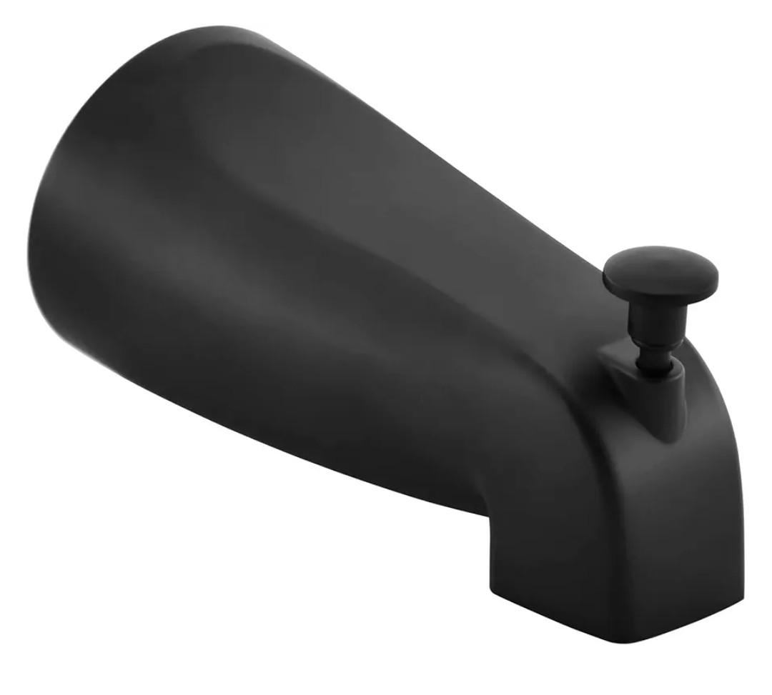 Slip Fit Tub Spout with Pull-Up Diverter for 1/2 inch Copper Tube, Matte Black