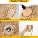 Frideko Bamboo Lantern Plug in Wall Sconces Wicker Wall Lamp with Plug in Cord Hand Woven Rattan Wall Light Farmhouse Rustic Wall Sconces Boho Sconces Wall Lighting for Living Room Bedroom