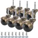 Yarlung 8 Pack 2 Inch Ball Caster Wheels with Swivel Stem, Antique Brass Casters with Mounting Stem Sleeve Socket (5/16" x 1-1/2") for Furniture Chairs Sofa Cabinets