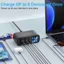 USB C Charger 6-Port with LED Display Adjustable Brightness, USB Charging Station GaN Multiport Fast Charger PD 100w 65W QC 3.0 Support PPS Compatible with MacBook iPhone Samsung, Black