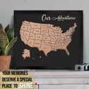 flinelife Cork Board Usa Travel Map With Pins, 13x11, Medium Size, Map of United States, Perfect For Couples and Families Gift