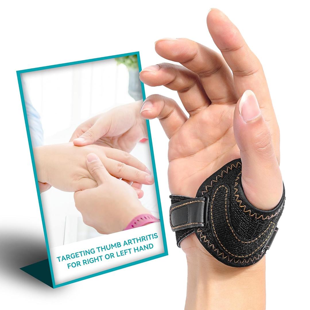 FORTEMOTUS CMC Thumb Brace - Comfortable Nylon Thumb Splint for Mild CMC Joint Pain Relief, Osteoarthritis, Tendonitis, CMC Joint Thumb Arthritis Support Brace for Women Men, Black, Right, Large