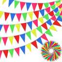 Boao 1640 ft Pennant Banner Flags Rainbow Triangle Banner Multicolor Nylon Reusable Triangle Flag Decoration for Grand Opening Outdoor Celebrations Shops Business Classroom Party