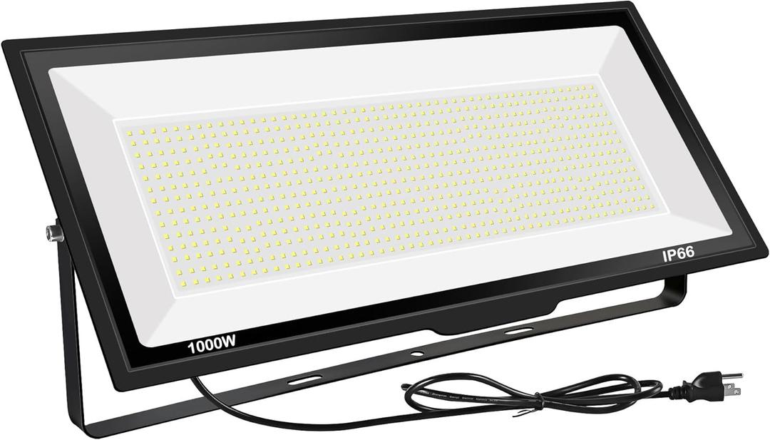 1000W LED Flood Lights,4200 watt Equivalent 98000LM Super Bright Outdoor LED Arena Lights 85-265V IP66 Waterproof 6000K Daylight Commercial Lighting for Stadium, Backyard, Parking Lots etc