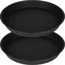Bleuhome 2 Pack of 18 19 inch Plant Saucer (16.6 Inch Base), 2.7" Depth Tray, Large Deep Garden Plastic Flower Trays for Indoors Outdoor, Tray for Planter 15-19" (19", Black)