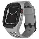 Nereides Compatible with Apple Watch Band 45mm 44mm, for iWatch Band Series 9/8/7/6/5/4/SE/SE2, Rugged Heavy Duty Case with Strap, Shockproof PC Frame Bumper Case for Men (Grey)