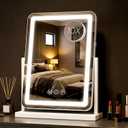 Antok Vanity Mirror with Lights, 14"X18" Lighted Makeup Mirror, Smart Touch, 3 Color Modes and Brightness Adjustable, LED Vanity Mirror with Detachable 10X Magnification, 360 Rotation for Makeup Desk