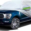 KEYOOG Truck Pickup Car Cover, 6-layer All-weather Waterproof, Heavy Outdoor Car Cover, Universal in All Seasons, Snow Protection, Acid Rainproof, Sunscreen, UV Protection, length Up to 220 "- Silvery (Green reflective strip)