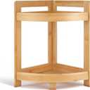 2026 New Bamboo Standing Shelf, 2 Tier Corner Shelf Stand, bathroom counter/sink organizer, Triangular Curved Corner Shelf Stand for Space-Saving Display Ideal for Bathroom/Kitchen/Living Room