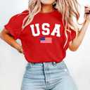 American Flag Shirts for Women: USA Flag Graphic Tee 4th July T Shirt Blouse Tops (XL)