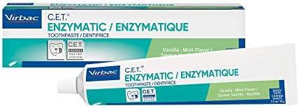 Pack of 2, Virbac C.E.T. Enzymatic Toothpaste Eliminates Bad Breath by Removing Plaque and Tartar Buildup Best Pet Dental Care Toothpaste Vanilla Mint Flavor 2.5 Oz Tube, EXP 08/2027