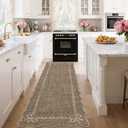 GarveeHome Scalloped Bow Rug for Living Room, Solid Brown Rug for Dorm, Washable Runner Rug 2.5x8 Soft Low Pile Non Slip Scalloped Rugs for Nursery Bedroom Decor Hallway Entryway Playroom