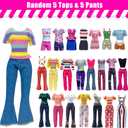 30 Pieces Doll Clothes and Accessories for 11.5 Inch Girl Dolls Including Random 5 Tops, 5 Pants, Random 3 Dresses, Random 3 Fashionable Dresses, Random 2 Swimwear, 6 Pairs of Shoes, 1 Bag, 5 Hangers