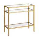 Henn&Hart 24" Wide Rectangular Rectangular Side Table in Brass, Table for Living Room, Bedroom