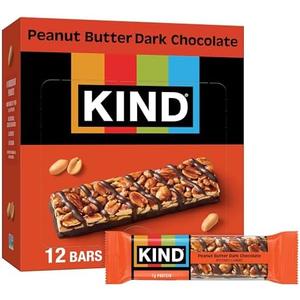 KIND Nut Bars, Peanut Butter Dark Chocolate, Healthy Snacks, Gluten Free, 8g Protein, 24 Count, BBD 11/01/25