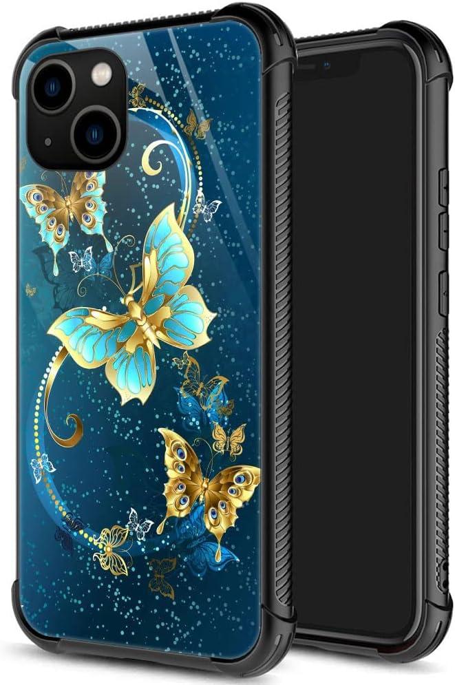 ZHEGAILIAN for iPhone 13 Case, Military-Grade Protection, All-Around Shockproof Corners, Anti-Scratch Phone Case for iPhone 13 - Emerald Butterfly (Dream catcher)