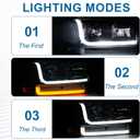 LED DRL Headlights Assembly fit 1999-2007 GMC Sierra/2000-2006 Yukon XL 1500 2500 No Denali Models Chrome Housing Amber Reflector LH RH Replacements