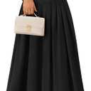 MEROKEETY Women's Fall Long Sleeve Wedding Guest Dresses 2025 One Shoulder Elegant Formal Pleated Midi Maxi Dress (Black, XL)