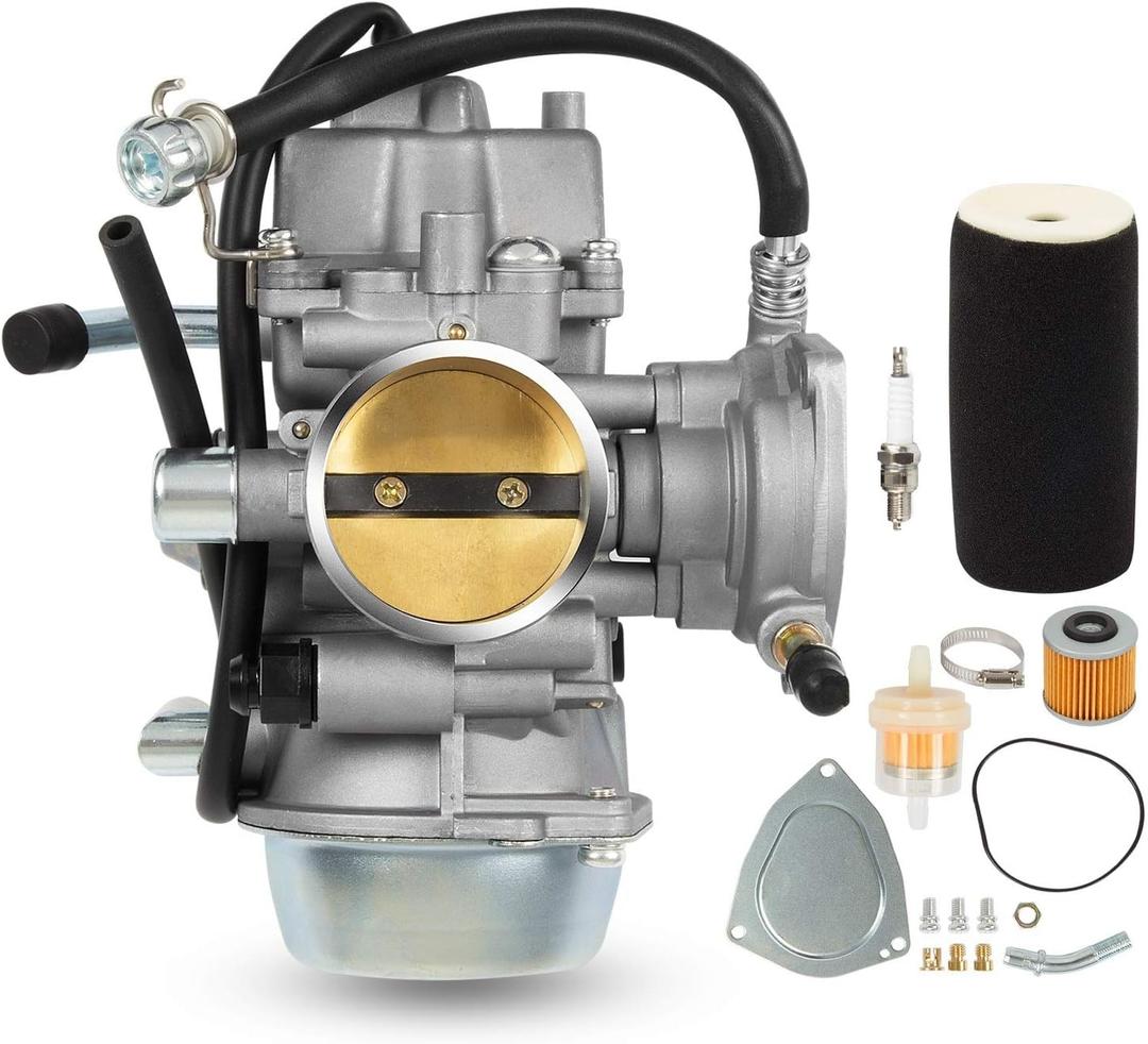 YFM660 Carburetor Carb With Oil Filter & Spark plug Compatible with 2002-2008 Yamaha Grizzly 660 4-Stroke Engine Replace PD42J 1UY-14451-00-00
