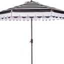 9ft Market Patio Umbrella Replacement Canopy, UV Protective, Fade Resistant, Vented Design for Outdoor Use (Black White Stripe)