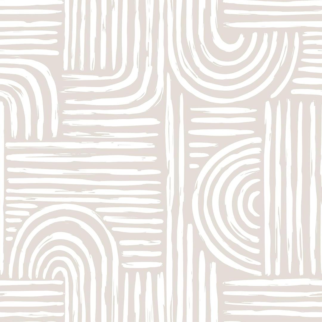 VEELIKE Mid Century Geometric Peel and Stick Wallpaper Boho Geometric Wallpaper for Bedroom Living Room 17.7''x354'' Removable Abstract Wallpaper Peel and Stick Art Deco Wallpaper for Bathroom Walls