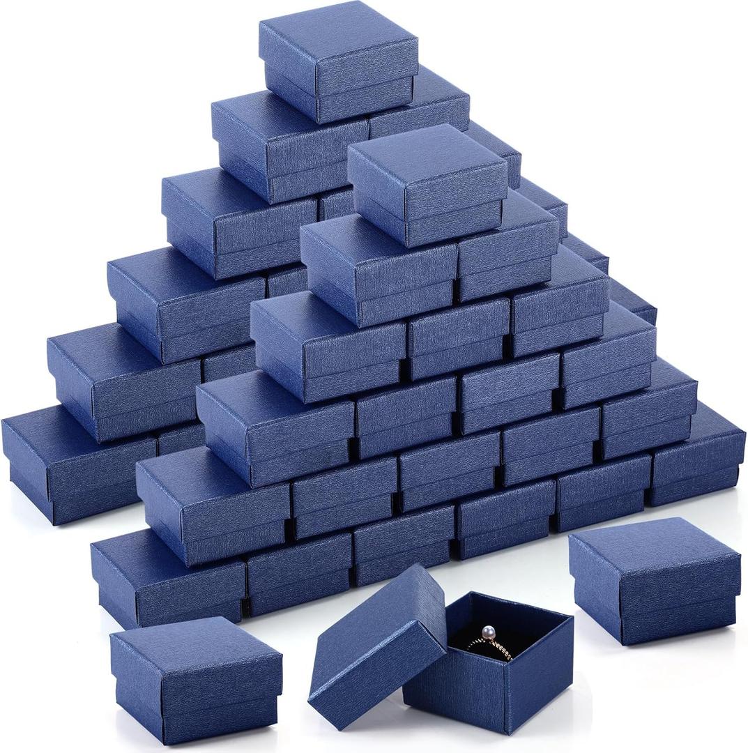 Yinkin 72 Pcs Jewelry Ring Gift Boxes Bulk 2 x 2 x 1.2 Inch Ring Necklace Earring Boxes for Weddings Christmas, Royal Blue