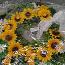 Front Door Wreath Sunflowers and Daisies, 20" Spring Wreaths for Front Door, Wreaths for Front Door w/Long Door Hook, Optional Reversible Welcome and Blessed Sign Spring Wreath, Front Door Decor