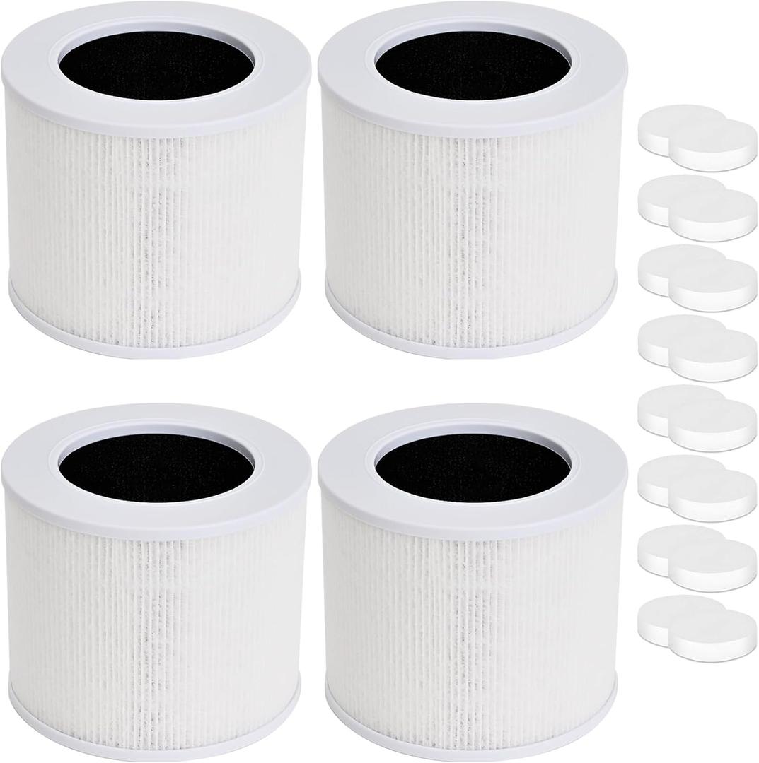 4 Pack Core Mini Filter H13 True HEPA Filters Replacement for LEVOIT Core Mini Core Mini-P Air Purifier,3-in-1 H13 True Filter Replacement,High-Efficiency Activated Carbon,Replace Part Core Mini-RF