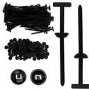 100 PCS Nylon Universal Cable Tie Buckle - Heavy Duty Self-Locking Nylon Zip Ties Holder, UV Resistant Black Zipper Clips, Upgraded Plastic Cable Ties Tool with Pin for Automotive Repair, Gardening