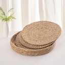 Art PineCone's Woven Cotton Rope Round Placemats Set of 4 with Holder Included, Non-Slip, and Heat Resistant Shabby Chic Placemats (Cattail, 13 inch)