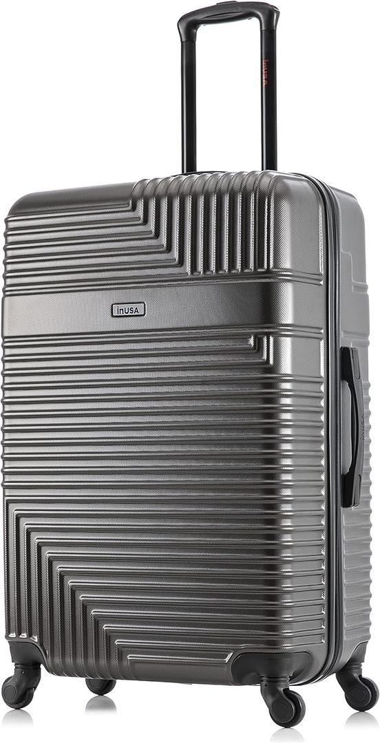 InUSA RESILIENCE Luggage with Spinner Wheels | Durable Lightweight Hardside Suitcase, Spacious Travel Bag with Handle and Trolley | 28-Inch Large Checked Luggage | Charcoal