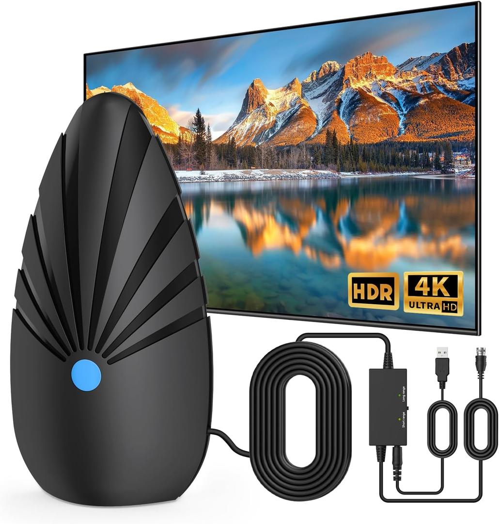 TV Antenna for Smart TV Indoor/Outdoor, Digital Antenna with 900+ Miles Coverage Range, 360 Reception Local Channels, Supports 8K 4K 1080p for HDTV and Traditional TVs