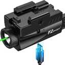 EZshoot 1000 Lumens Pistol Light Laser Combo, Rechargeable Light with Green Laser Beam, Pistol Flashlight with Slid Rail Compatible with Glock and Picatinny Rail, Handgun Lights for Home Defense