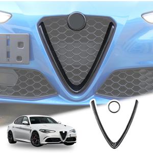 LLKUANG Carbon Fiber Style Front Grille Decoration Frame For Alfa Romeo Giulia 2017-2020 (NOT FIT Quadrifoglio!!!)
