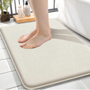 OLANLY Memory Foam Small Bathroom Rugs 24x16, Absorbent Bath Mat, Ivory | Soft Quick Dry Bath Rugs, Non-Slip Carpet, Machine Washable Mat for Bathroom Floor, Tub and Shower, Home Decor Accessories