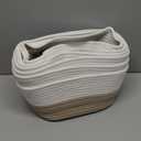 Sawysine 6 Pcs Cotton Rope Woven Basket for Storage Baskets for Organizing Storage Baskets Rope Basket with Handles for Cloth Blanket Toys Living Room Bathroom Laundry (Khaki and White)